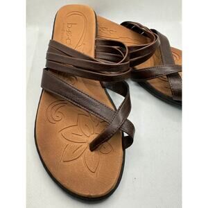 Boc Women's Alisha Sandals Size 9 Brown Faux Leather Slip On Strappy Comfort